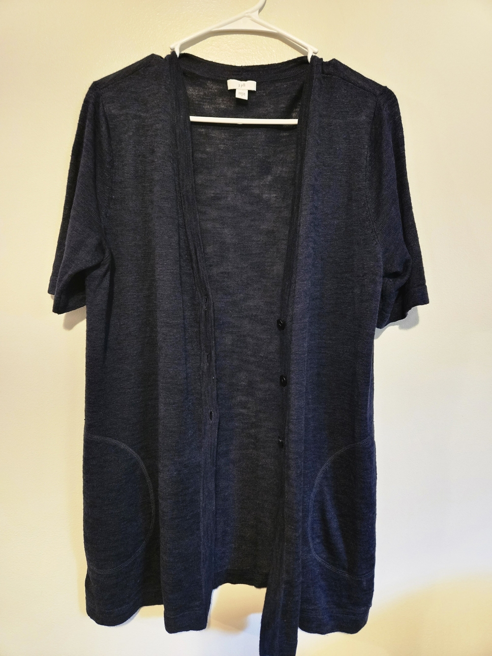 J. Jill Navy Short-Sleeve Open Cardigan